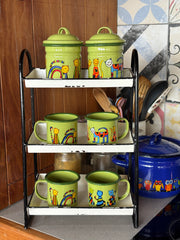 Set repisa enlozada con tazones y azucareros
