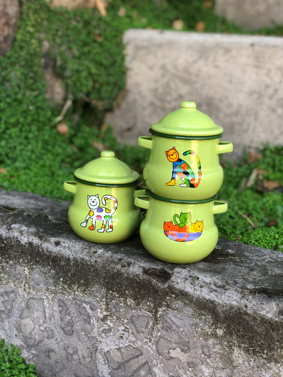 Azucareros con agarraderas Verde Gatos